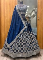 Chinon Silk Blue Wedding Wear Embroidery  Work Readymade Lehenga Choli